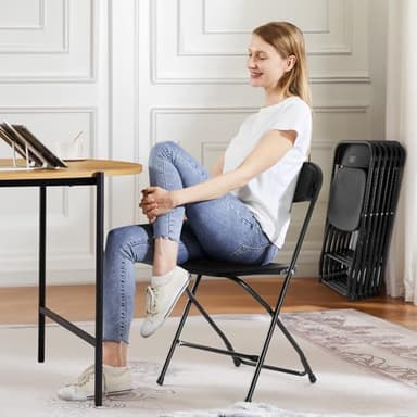 Sweetcrispy Folding Chair 10 Pack, Plastic Foldable Chairs with 330-Pound Capacity, Sturdy Metal Portable Chair, Easy to Use and Store, Outdoor and Indoor, for Home, Office, Party, Comfy, Black - Image 4