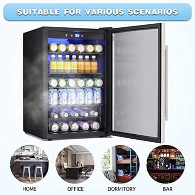 Antarctic Star Beverage Refrigerator Cooler - 145 Can Mini Fridge Glass Door for Soda Beer or Wine, Clear Front Door for Home Office or Bar, 4.4Cu.Ft - Image 4