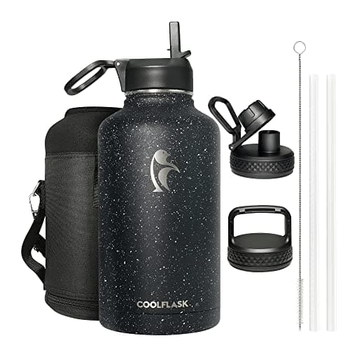 Coolflask 64 oz Insulated Water Bottle with Straw&3 Lids, Half Gallon Insulated Water Jug Galaxy Large Metal Stainless Steel Flask for Gym, Sports and Office, Keep Cold 48H Hot 24H, Starry Night - Image 1