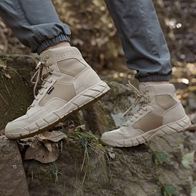 FREE SOLDIER Waterproof Hiking Work Boots Men's Tactical Boots 6 Inches Lightweight Military Boots Breathable Desert Boots(Tan 7.5) - Image 7