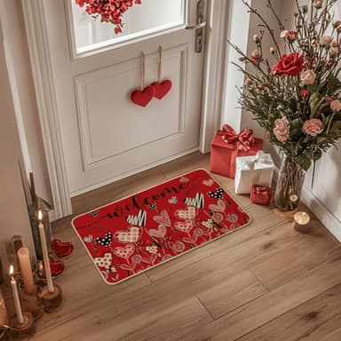 Artoid Mode Welcome Love Bowknot Valentine's Day Doormat, Home Decor Low-Profile Switch Rug Door Mat for Indoor Outdoor 17x29 Inch - Image 4