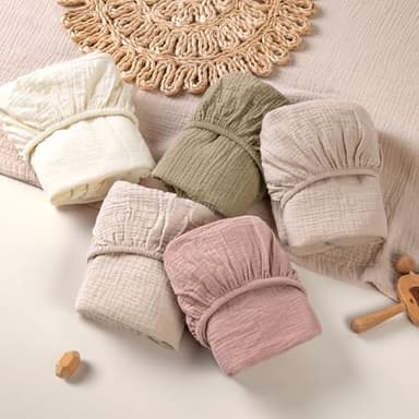 lulumoon Muslin Bassinet Sheets for Baby: Soft Bedside Sleeper Bassinet Fitted Sheets for Boys and Girls - Image 8