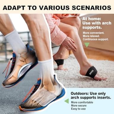 ZAIWOO Wearable Arch Support Inserts for Women & Men – 2 Adjustable Heights, Non-Slip Breathable – Plantar Fasciitis Relief Arch Band for Flat Feet, High Arches - Image 5