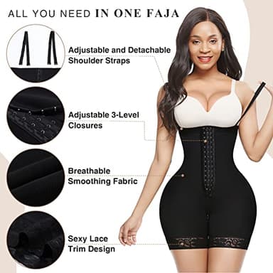 Lover-Beauty Shapewear for Women Tummy Control Body Shaper Butt Lifter Thigh Slimmer Faja Plus Size with Zipper Crotch - Image 4