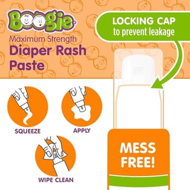 Boogie Diaper Rash Paste, Maximum Strength 40% Zinc Oxide, Mess-Free Applicator, Soothes Baby Bum, Diaper Bag Essential, 4oz - Image 3