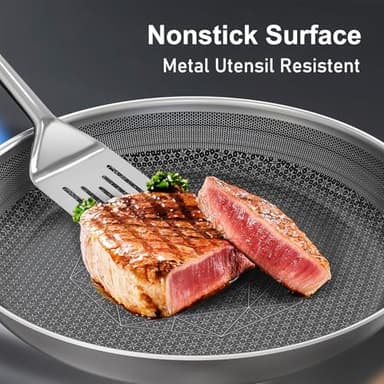 COOKER KING Stainless Steel Cookware Set, Pots and Pans Set Non Stick, Hybrid Ceramic Cookware, Frying Pans, Saucepans & Stock Pot with Glass Lid, Non-Toxic, Oven Safe, Induction Compatible - Image 2