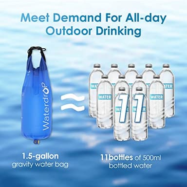 Waterdrop Gravity Water Filter Straw, Camping Water Filtration System, Water Purifier Survival for Travel, Backpacking and Emergency Preparedness, 1.5 gal Bag, 0.1 Micron, 5 Stage Filtration - Image 5