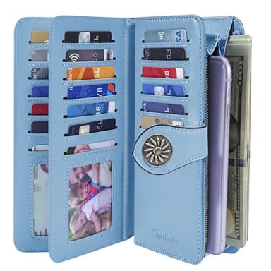 Travelambo Women's Wallet RFID Blocking Wristlet Clutch Purse with Large Capacity & Removable Strap - Image 2