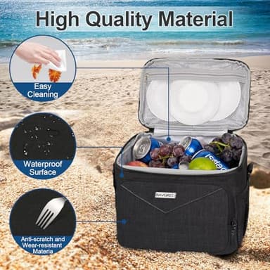 BAVGRED Lunch Box for Men Women,Reusable Large Double Deck Tactical Insulated Lunch Bag with Adjustable Shoulder Strap,Leakproof Tote Cooler Bag for Work Adults Picnic Beach Office-Green,12 Cans - Image 6