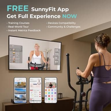 Sunny Health & Fitness Ultra Silent Smart Elliptical Exerciser, 300LB Load & 16” Long Stride Training Machine for Seniors Home Workout, Easy-Assembly Cardio Equipment, Free SunnyFit App Bluetooth Link - Image 3
