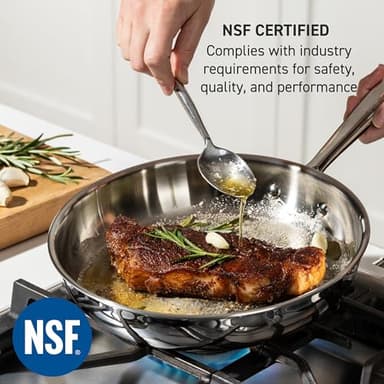 T-fal Pro Tri-Ply Stainless Steel Cookware Set 13 Piece, Induction Compatible Oven Safe 500F, Lids 350F, Fast & Even Heat, Professional Quality & Durability, Pots and Pans Set, Dishwasher Safe, Silver - Image 4