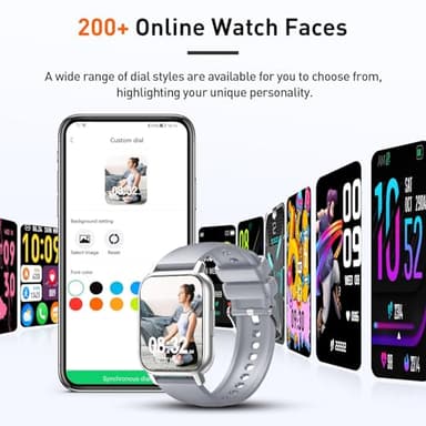 Smart Watch, 1.95" Smartwatch for Men Women(Answer/Make Call), Fitness Watch with 110+ Sports Modes/Heart Rate/Pedometer/Sleep Monitor, IP68 Waterproof Fitness Activity Tracker for Android iOS, Gray - Image 5