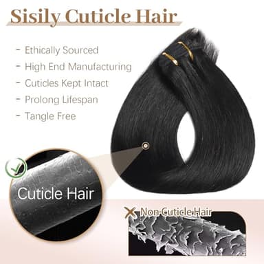 Sisily Clip in Hair Extensions Real Human Hair,24 inch 120g, Natural Straight Human Hair Clip in Extensions for Black Woman, Soft Straight 7pcs Per Set with 16 Clips Double Weft - Image 5