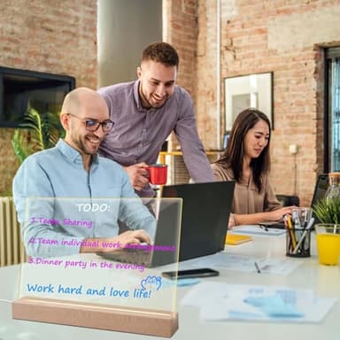 Acrylic Dry Erase Board with Light Up Stand for Desk 13 x 9, Clear Desktop Note Memo White Board Notepad Table LED Letter Massage Boards for Personal Creative Use Includes Dry Erase Markers - Image 3