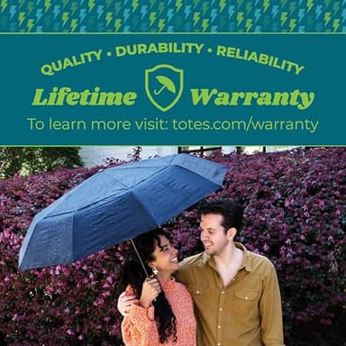 totes Auto Open/Close Windproof Ultimate Compact Umbrella with UV and Water Repellent Protection - Image 7
