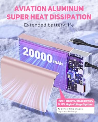 Portable Charger 20000mAh, 22.5W PD 3.0+QC 4.0 Fast Charging Power Bank, Cooler & Unbreakable Aerospace Metal Case for iPhone 16 15 14, Android, iPad, Samsung Google Tablet & More (Travel Essential) - Image 2