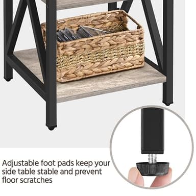 Yaheetech End Table Living Room, 3-Tier Side Table with Storage Shelves for Home Office, Industrial X Design Sofa Tables with Strong Metal Frame, Easy Assembly, Gray - Image 6