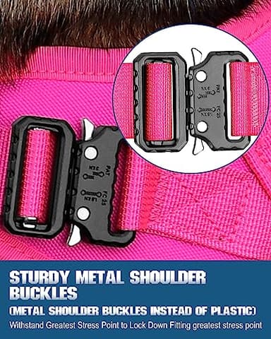 PETNANNY Tactical Service Dog Vest - No-Pull Emotional Support Harness with Hook & Loop Patches & Molle System for Training & Hunting (Pink, Medium) - Image 2