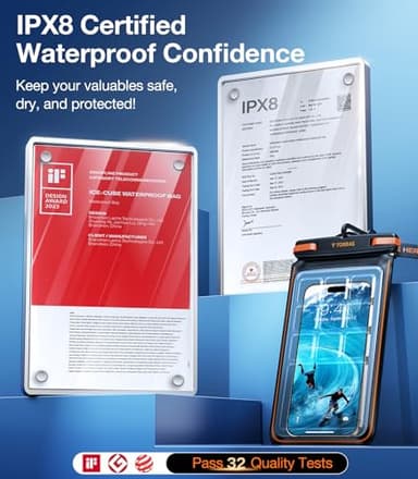 TORRAS IPX8 Waterproof Phone Pouch Floating, Underwater Screen Touchable, Water Proof Case with Lanyard for iPhone 16 Pro Max 15 S25, Cellphone Dry Bag Cruise Essentials 7.0 inch, Black - Image 3