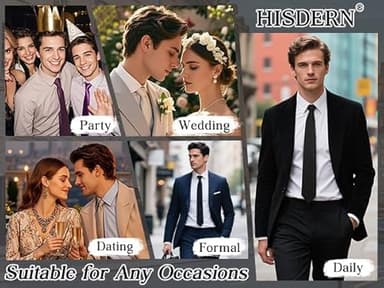 HISDERN Paisley Black Tie Handkerchief Woven Classic Men's Necktie Pocket Square Set Business Formal Wedding Party - Image 6