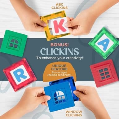 Playmags Magnetic Tiles for Kids – 100pcs Magnet Building Set for Toddlers Ages 1-5 | Stem Montessori Toy for 2 3 4 Year Old Boys & Girls | Toys for Toddlers, Preschool & Middle School Children - Image 5