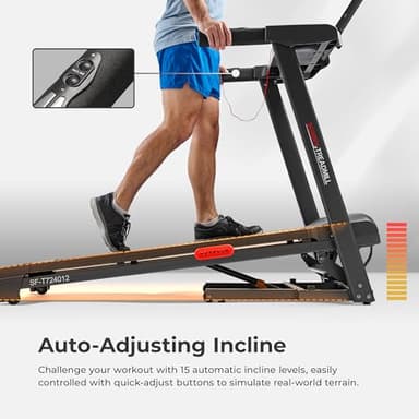 Sunny Health & Fitness Active 400 Smart Auto Incline Treadmill – Foldable Running Machine w/Bluetooth, Wi-Fi, 15-Level Incline, Shock Absorption & SunnyFit Fitness App - SF-T724012 - Image 5