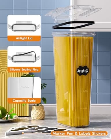 Airtight Food Storage Containers with Lids, 24 PCS Kitchen and Pantry Organization Canisters, BPA-Free, PVC-Free, Food-grade Plastic Leak-proof Jars for Cereal, Flour, Sugar, Extra 24 Labels & Marker - Image 3