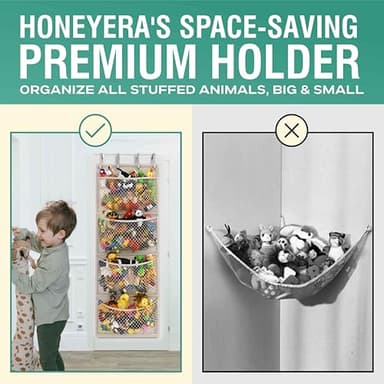 The Original Stuffed Animal Storage (Patented) - Over Door Organizer for Stuffies, Toy Plush/Hammock Baby Hanging Storage Net Big Girls Toddler Large Bag Animals - Image 4