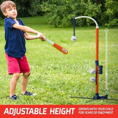 Tee Ball Set for Kids - 4 Year Old Boy Birthday Gift - Baseball Batting Tee for Kids - T Ball Set for Toddlers 3-5, 4-6 - Tball Toys for Ages 3 4 5 6 Year Old Boy - Toddler Outdoor Toys, Baseball Tee - Image 4