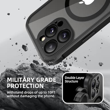 BERFY for iPhone 16 Pro Case, Compatible with MagSafe, Built-in Privacy Screen Protector and Camera Protection, Anti-Spy Full Body Shockproof Clear Phone Case for 16 Pro 6.3", Black - Image 8