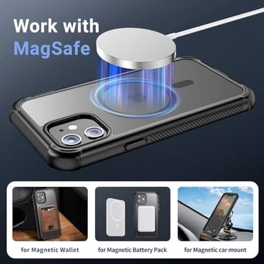 jaroco Magnetic for iPhone 12/12 Pro Case, [Compatible with MagSafe][Military Grade Drop Protection][Heavy Duty Protection][Non-Slip][Shockproof] 2-Layer Durable Bumper Phone Case 6.1''-Black - Image 5