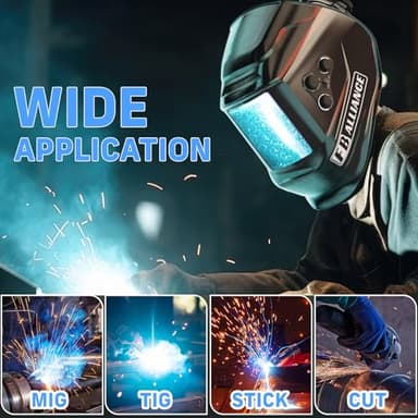 3.94”×3.82” Large Viewing Welding Helmet, True Color Auto Darkening Welding Helmet, Solar/Rechargeable Battery Power Welding Hood With 4 Arc Sensor, Wide Shade 4/5-9/9-13 Welding Mask For TIG MIG ARC - Image 4