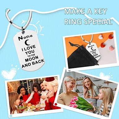 Nana Gift from Granddaughter Grandson I Love You to the Moon and Back Nana Keychain Cute Heart Key Ring Engraved Grandma Keychain Jewelry for Women Birthday Christmas Mother’s Day Present - Image 4