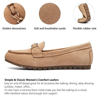 Cvistpieo Loafers for Women Business Casual Shoes Comfortable & Lightweight Penny Loafers Slip On Work Flats Suede Beige Size 8 - Image 3