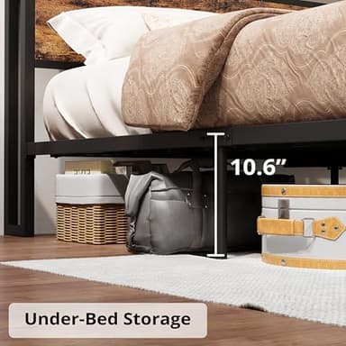 LIKIMIO California King Bed Frame with Storage Headboard, Platform Bed with Drawers and Charging Station, No Box Spring Needed, Easy Assembly, Vintage Brown - Image 5