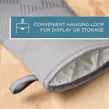 TOWN & COUNTRY BASICS Basketweave Soft Silicone Oven Mitt 2-Pack Set, Heat Resistant up to 500F, Flexible Silicone, Non-Slip Grip, Grey, 7.5"x13" - Image 4