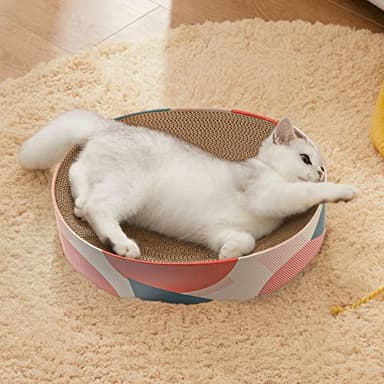 ComSaf Cat Scratcher Cardboard Bed Lounge Couch for Indoor Cats Oval Shape 17"x13", Kitty Cat Scratching Pad Recycle Corrugate Scratcher Long Lasting Furniture - Image 8
