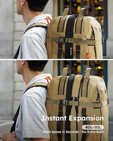 Tolaccea Travel Laptop Backpack, Large Carry on Backpack Flight Approved Convertible Duffle Luggage Bag Daypack Work Business Rucksack Fits 16" Laptop for Men Women 3 Carrying Ways, 40L-50L Expandable - Image 5