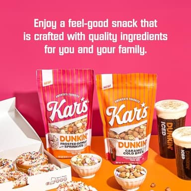 Kar’s Nuts Dunkin’ Caramel Cold Brew Mixed Nuts – Sweet Candy-Coated Nuts Mix, 20oz Resealable Pouch (Pack of 6) – Trail Mix Sweet Snacks for Adults & Kids - Image 4