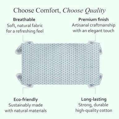 CPC Tablecloth 100% Cotton 70x118 Inch Indian Block Print Rectangle Table Cover, Washable Table Cloth for Weddings, Spring/Summer, Barbeque - Poppy Blue - Image 6