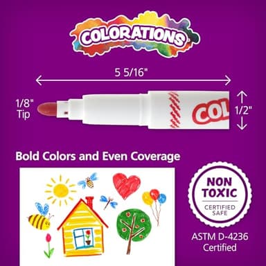Colorations Classic Markers, Conical Tip, 16 Bold Colors, Coloring, Paper, Kids, Posters, Drawing, Bold Colors, Home, Classroom, School Supplies, Art Supplies, Craft Projects, Children - Image 7