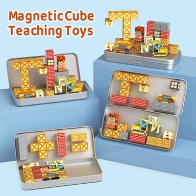 Magnetic Blocks with Magnet Box-35PCS Magnet Cubes, Magnetic Tiles Kids Build Cubes Travel Game Toys, Road Trip ‌Sensory Toy Christmas Birthday Gifts for Boys & Girls Ages 3 - Image 6