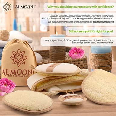 Almooni Natural Loofah Exfoliating Body Scrubber, Made with Natural Egyptian Shower Loofah Sponge, Bath Shower Loofah Sponge for Women and Men, for Face and Body That Gets You Clean - 2 Count (1 Pack) - Image 8