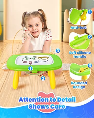 Seimome Toddlers Toys Ages 1-3, Magnetic Drawing Board, Doodle Board Pad Learning and Educational Toys for 18 Months Baby 1-3 Yr Kids Birthday Gifts - Green - Image 5