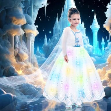 Meland Princess Dress Up for Girls 3-10 - Dress Up Clothes for Kids Pretend Play, Light Up Halloween Costume for Girls(M,5-6 Years) - Image 3