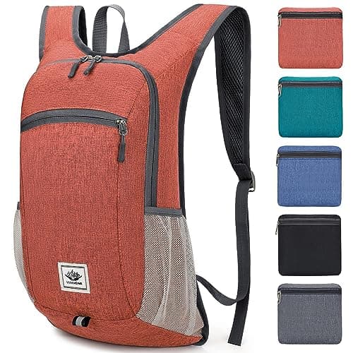 Esup 15L Lightweight Hiking Backpack Foldable Small Travel Backpack Packable Camping Backpack for Women Men (Dark Orange) - Image 1