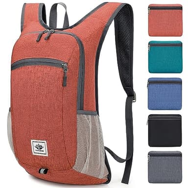 Esup 15L Lightweight Hiking Backpack Foldable Small Travel Backpack Packable Camping Backpack for Women Men (Dark Orange) - Image 1