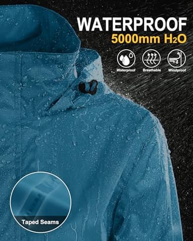 33,000ft Women's Rain Jacket Waterproof Lightweight Packable Raincoat with Hood for Golf Hiking Travel Windbreaker - Image 3