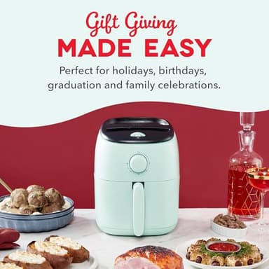 DASH Tasti-Crisp™ Electric Air Fryer Oven, 2.6 Qt., Black – Compact Air Fryer for Healthier Food in Minutes, Ideal for Small Spaces - Auto Shut Off, Analog, 1000-Watt - Image 9