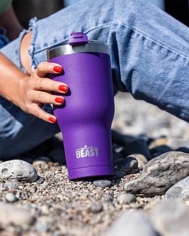 Beast 20 oz Tumbler Stainless Steel Vacuum Insulated Coffee Ice Cup Double Wall Travel Flask (Purple) - Image 6